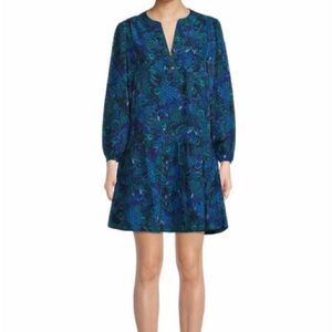 NWT Time and Tru Long Sleeve Print Woven Dress Sz XS (0-2)
